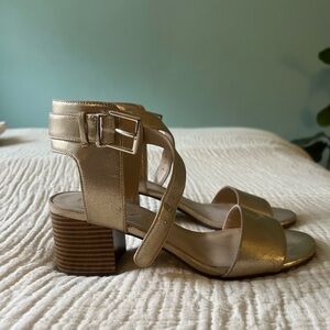 Gold Strappy Women's Sandals